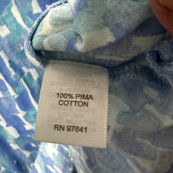 J. Jill sz XL blue watercolor print v neck pima cotton 3/4 sleeve soft cardigan - Picture 4 of 6